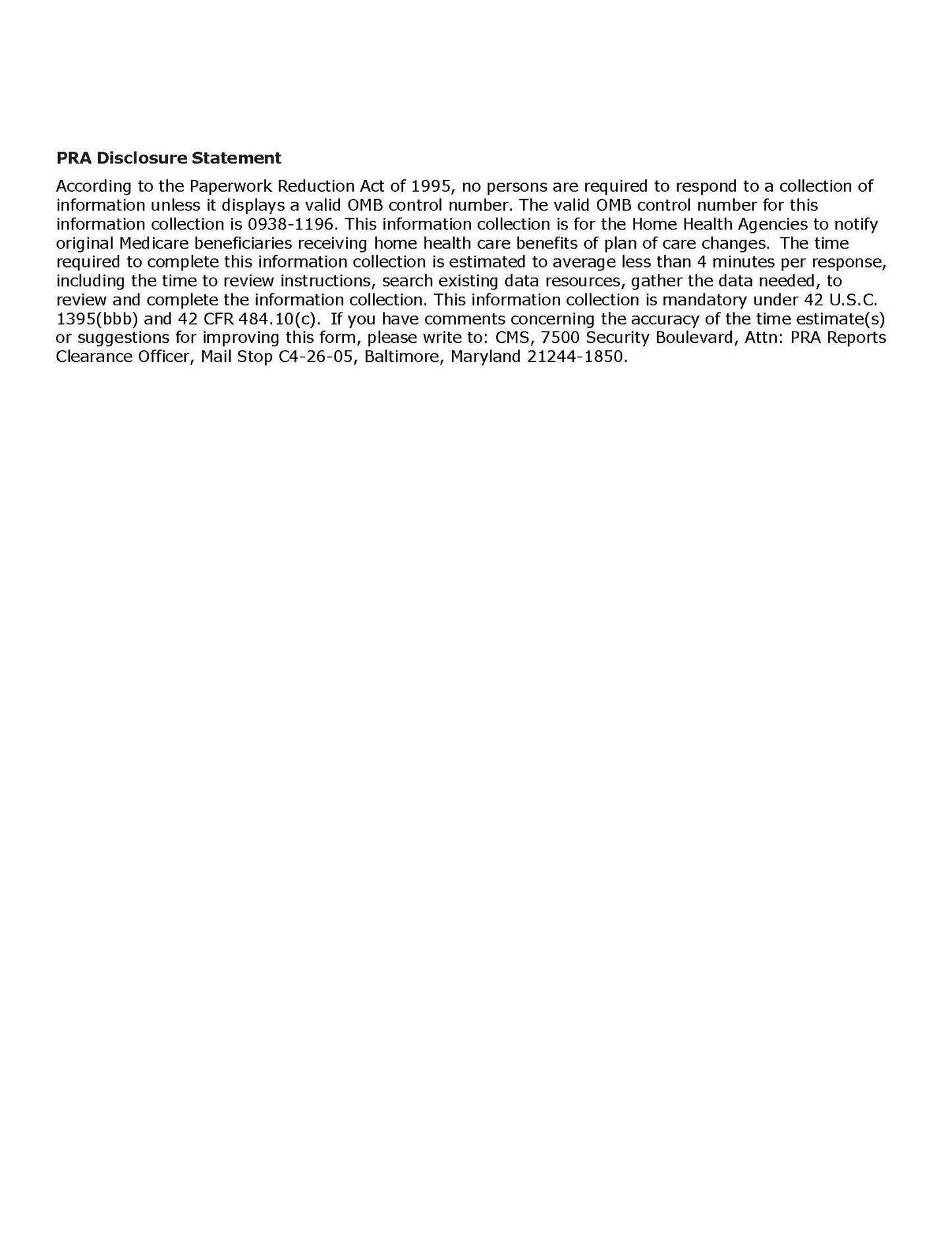 Change of Care Notice