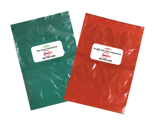 Red and Green Medication Bags